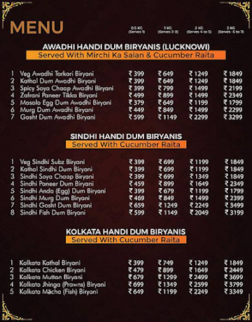 Biryani Shaw menu 