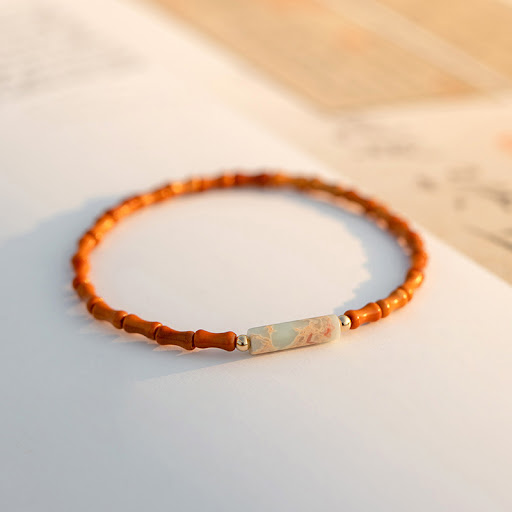 Title 6, Womens Fine Olive Stone Shoushan Stone Bracelet