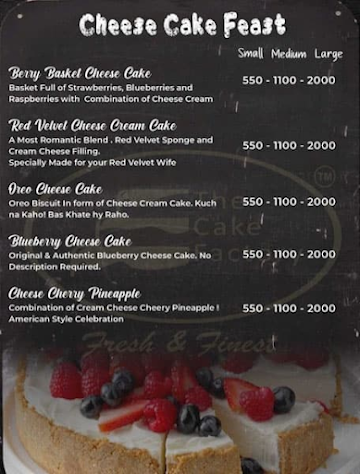 The Cake Factory menu 