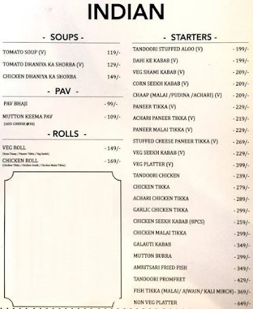 Cafe Limited Edition menu 