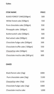 Cake Craft menu 1