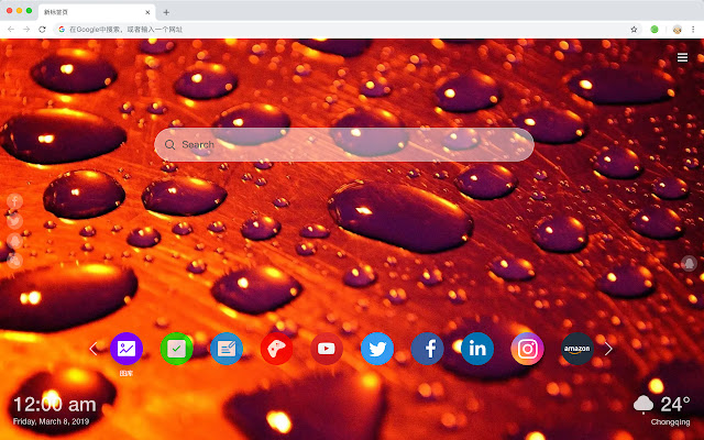 Water Drop Creative Material New Tab Theme HD