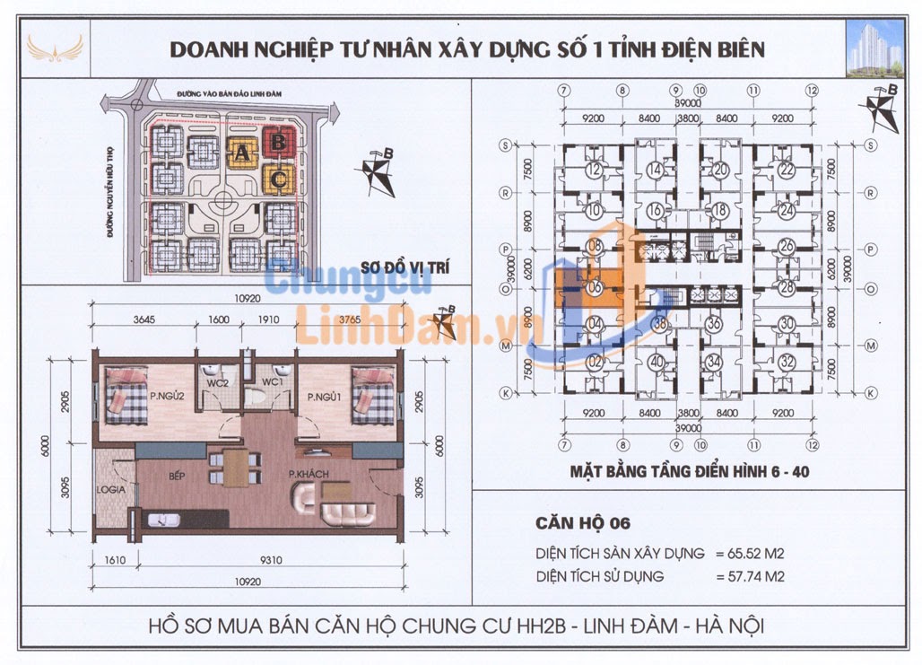 Bán căn 1606 HH2B chung cư Linh Đàm tầng 16 chênh 150tr