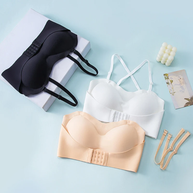 Sujetador Push-up para Mujer Sin Tirantes con Hebilla Delantera Antideslizante y Espalda Bonita para Belleza