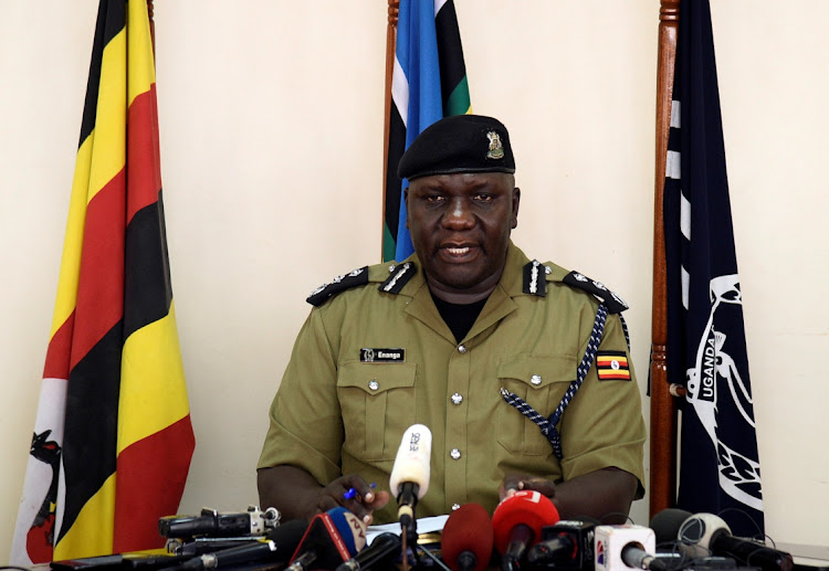 Uganda’s police spokesperson Fred Enanga addresses the media on the rescue of American tourist Kimberley Sue Endecott, who was abducted by gunmen in Queen Elizabeth National Park, at the police headquarters in Kampala, Uganda April 8, 2019. Picture: REUTERS/NEWTON NABWAYA