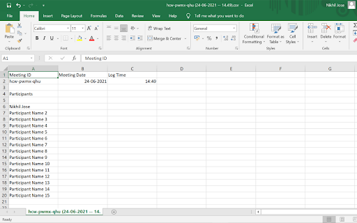 Google Meet Attendance: Participants to CSV