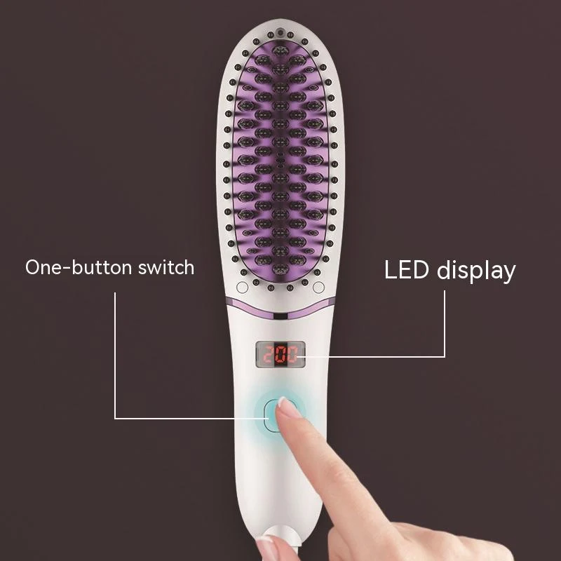 Peigne lisseur électrique à affichage LED et ions négatifs. Lissez vos cheveux facilement tout en préservant leur santé pour un résultat parfait.