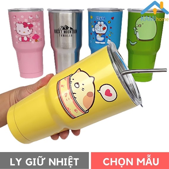 Ly Giữ Nhiệt Thái Lan Cỡ Lớn 900Ml Tặng Ống Hút + Thanh Cọ Rửa Bình Cốc Uống Nước Inox 304