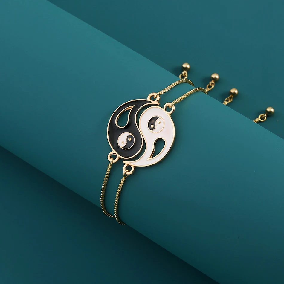 Bracelet Contraction Yin-yang pour Amoureux en Alliage de Cuivre Harmonie et Lien Unique Design Réglable Cadeau Parfait