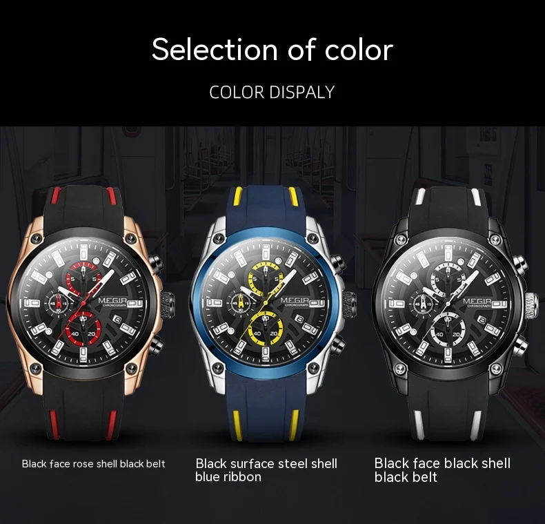 Multi-function Timing Sports Silicone Men's Quartz Sports Watch Durable Design Stylish Look Perfect for Sports and Every