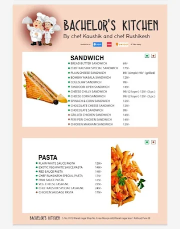 Bachelor's Kitchen menu 