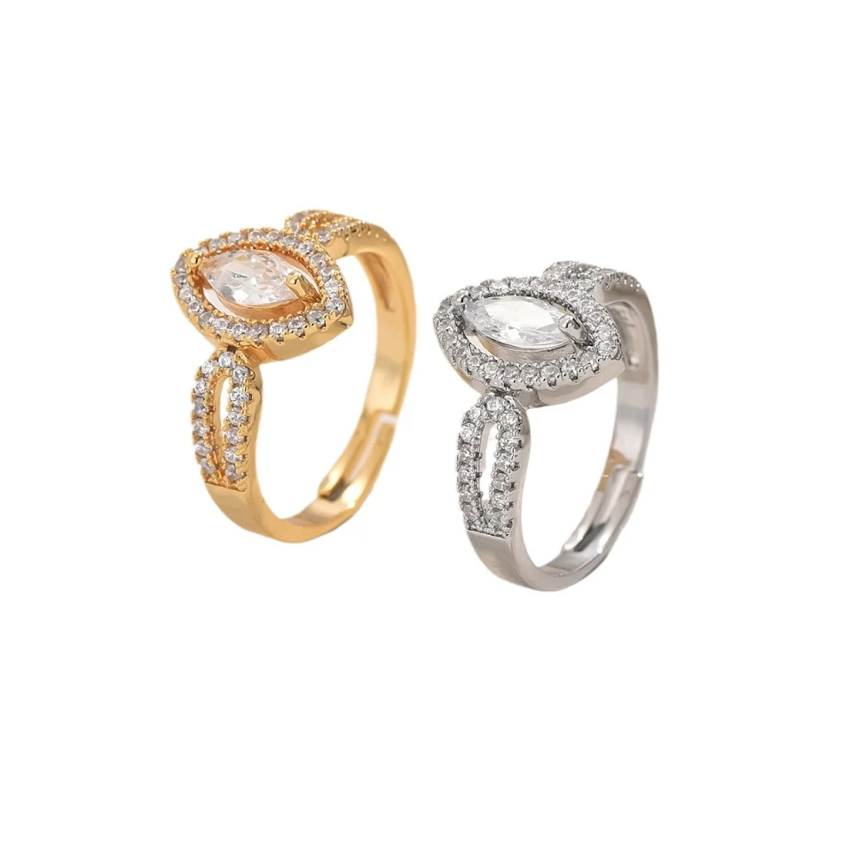 Betaalbare Luxe Mode Waterdruppel Zirkonia Open Ring voor Vrouwen. Een stijlvolle ring die je look compleet maakt