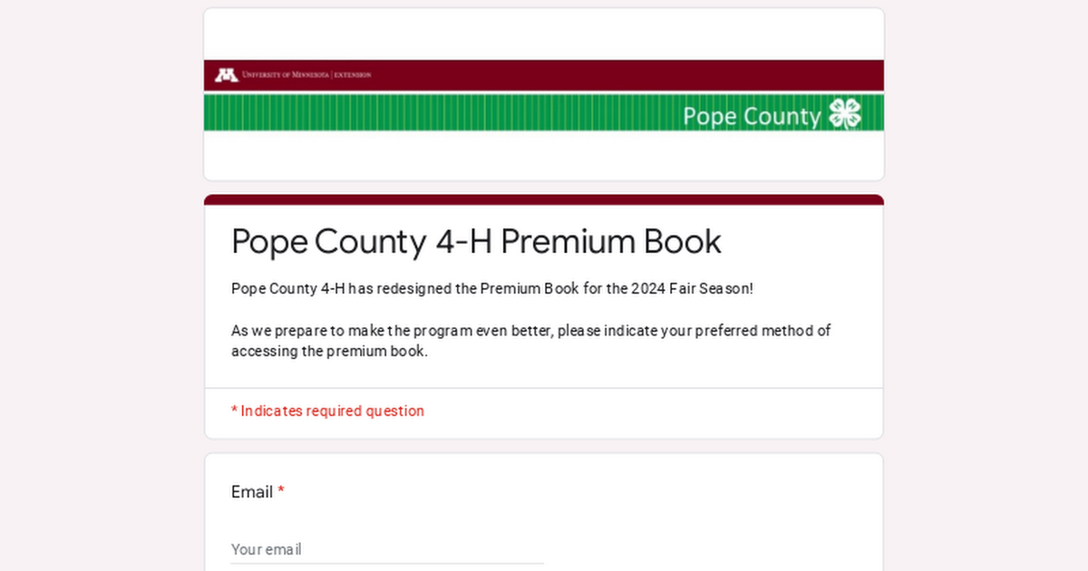 Pope County 4-H Premium Book