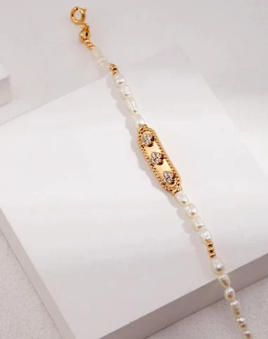 Bracelet perles de riz naturelles m - 3