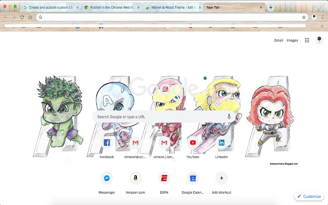 Marvel & Wood Theme chrome extension