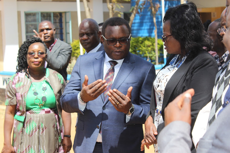 Governor Ken Lusaka at Bungoma D.E.B primary school on Wednesday.