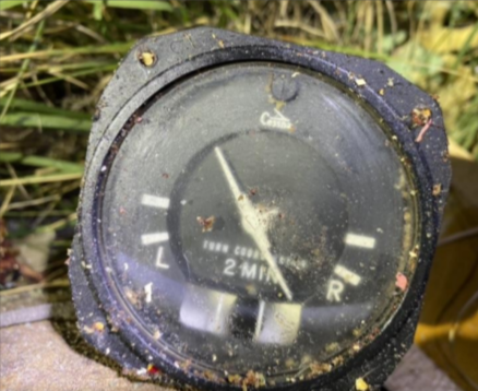 The turn and bank co-ordinator indicator showing the altitude of the aircraft before impact.