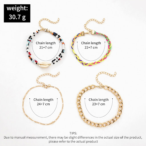 Title 1, Braided Rope Shell Rice Bead Alloy Chain Combin...