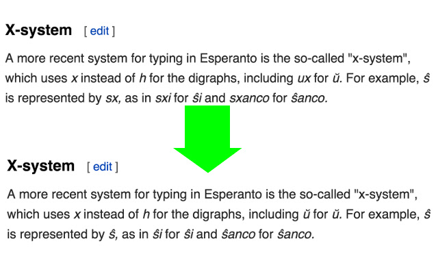 Esperanto x-system to Unicode chrome extension