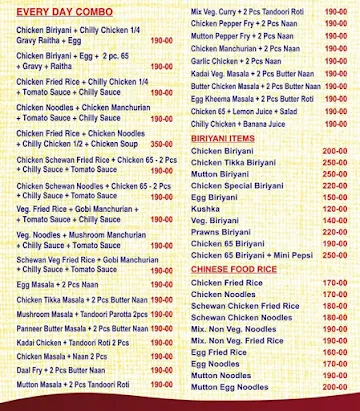 New Hotel Madina Biriyani menu 