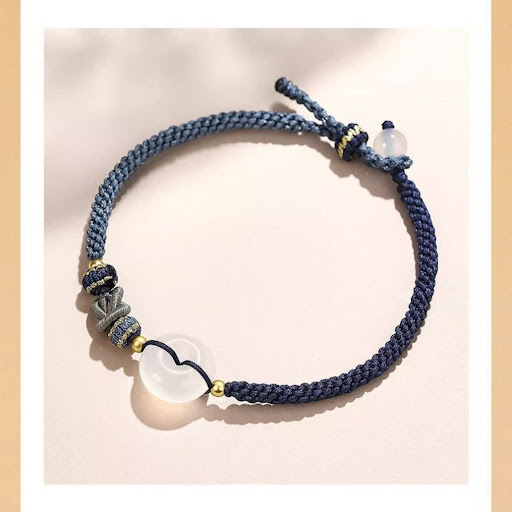 Title 5, Couple Bracelet White Agate Carrying Strap Wove...