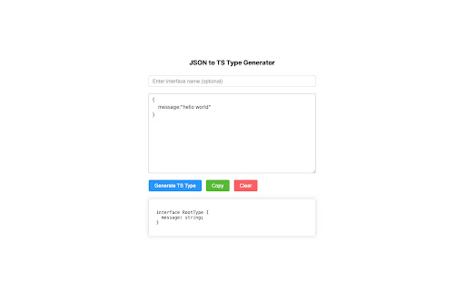 JSON to TS Type Generator