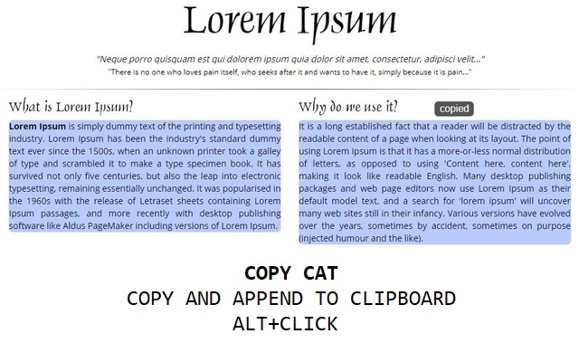 Copy Cat chrome extension