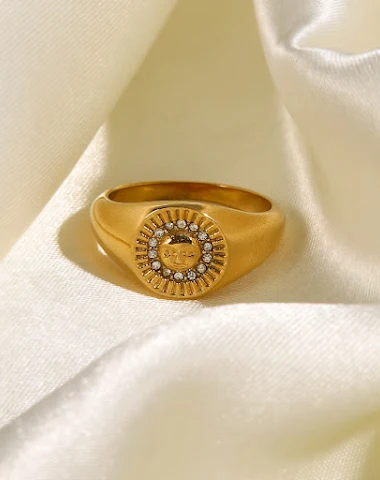 Diamond-inlaid Gold Round Women's F - 0