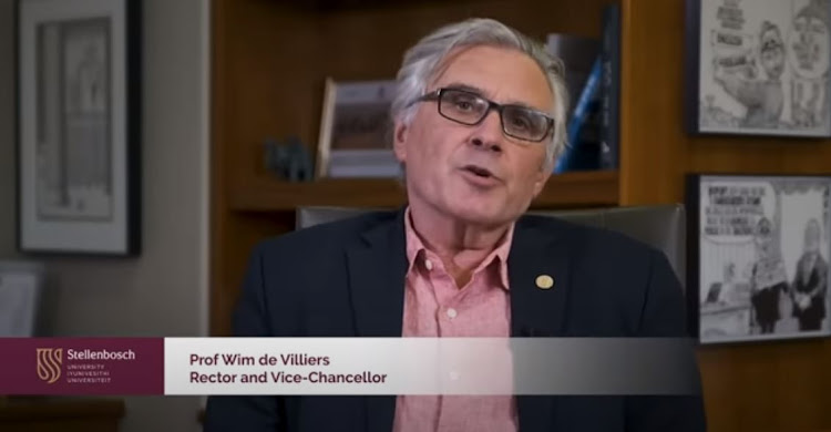 Stellenbosch University rector Wim de Villiers in a video message about 'the destructive and hurtful incident that took place over the past weekend at the Huis Marais residence'.