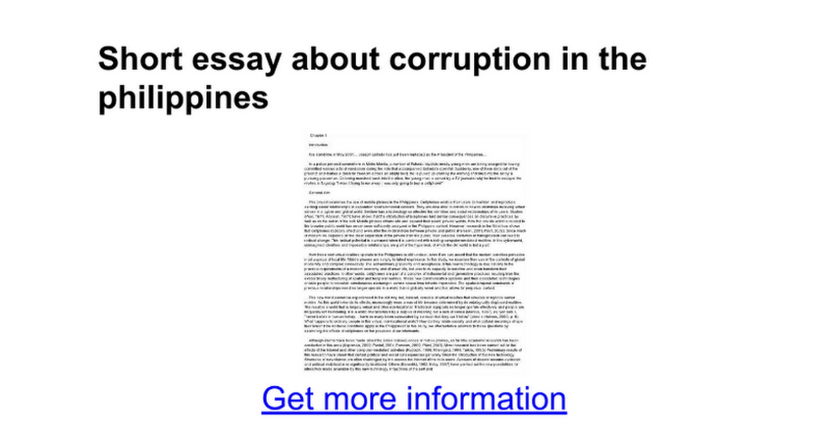 corruption in the philippines essay conclusion