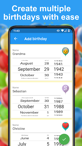 Screenshot Birthday calendar