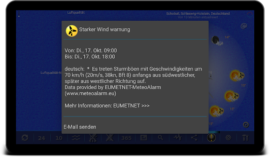 eWeather HD: wetter, wetterwarnungen, luftqualität Tangkapan layar