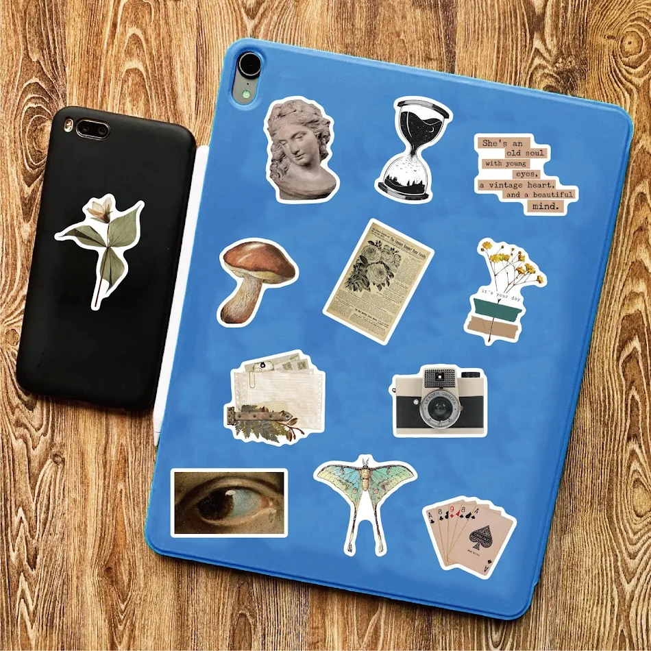 Stickers Rétro Vintage DIY pour Ordinateur et Bagages, 50 Pièces Imperméables, Décoratifs, Style Ancien, Personnalisation Originale