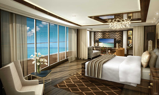 A look at the Regent Suite on Seven Seas Explorer (digital rendering).