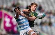 Christie Grobbelaar of SA in action against Argentina on day 3 of the Rugby World Cup Sevens 2022 at Cape Town Stadium on September 11 2022.