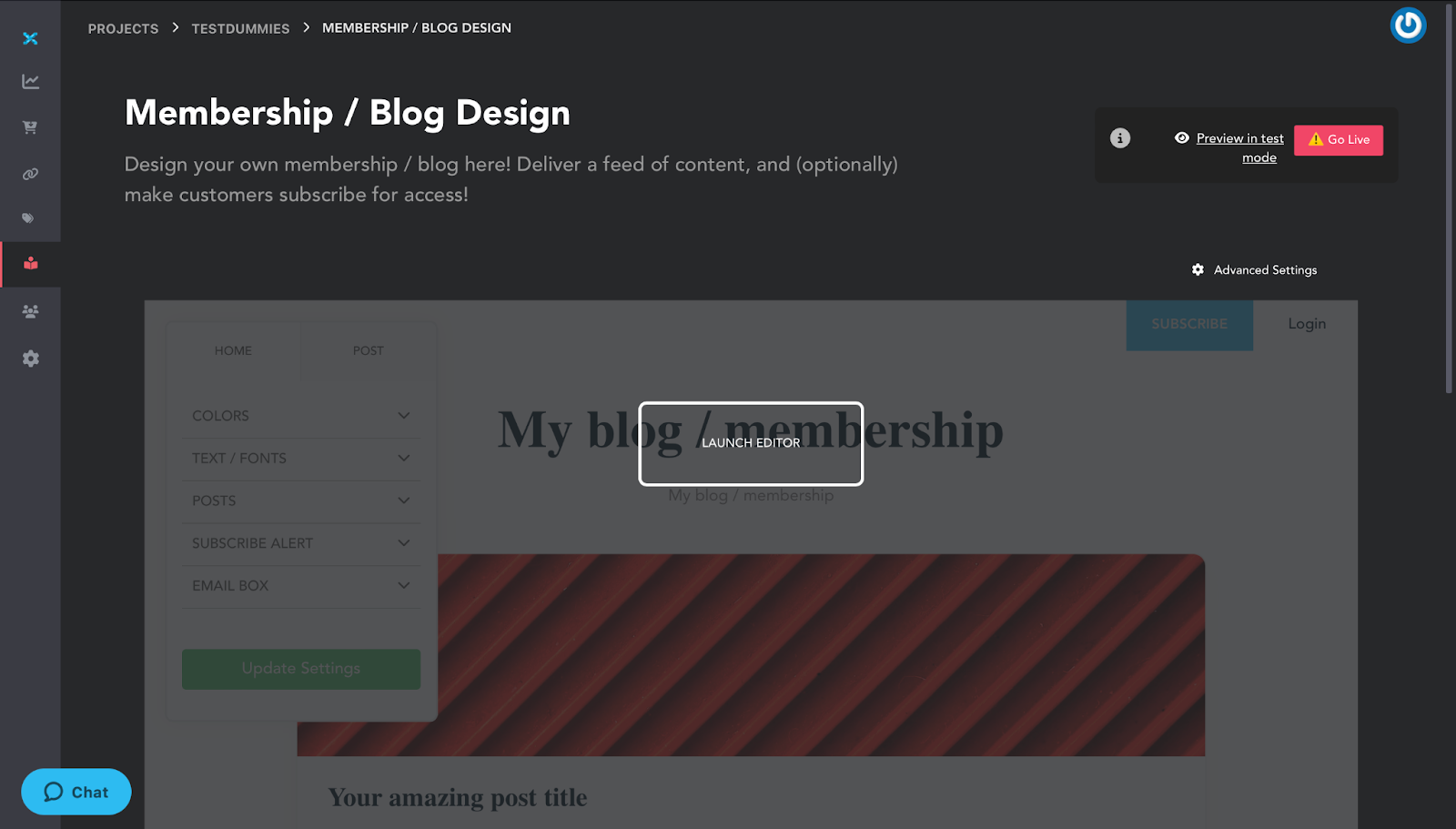 Blog design screen