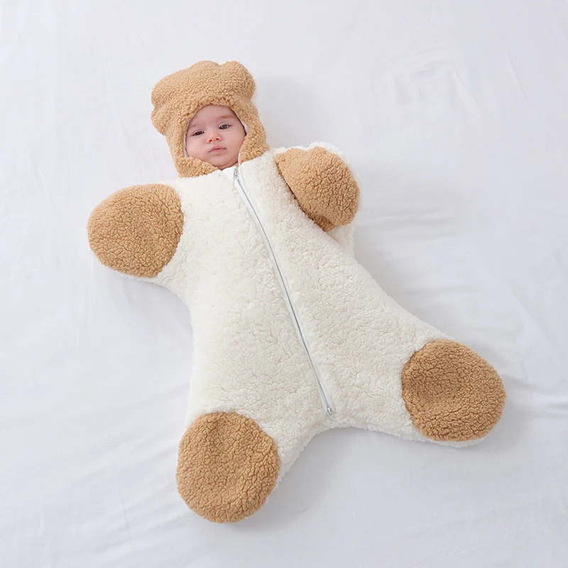 Saco de dormir de lã de cordeiro para bebês, outono e inverno. Conforto e segurança para noites tranquilas e quentes, perfeito para o sono do seu bebê.