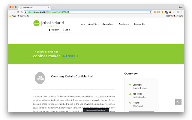 Jobs Ireland Bookmarker chrome extension