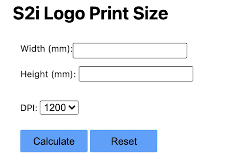 S2i Logo Print Size