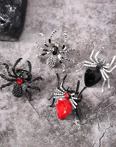 Mode Dark Halloween Spinnenring, ee - 0