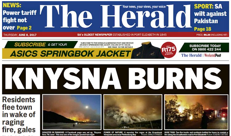 The Herald scopped a Standard Bank Sikuvile Journalism Award in the hard news category for this report about the Knysna fires.