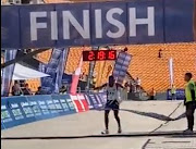 Soweto Marathon Winner Ntsindiso Mphakathi wins in an unofficial time of 2:19:13 