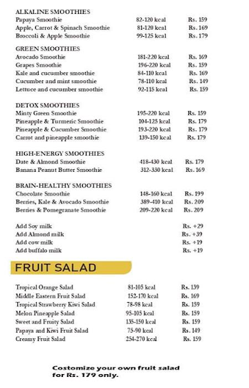 Fitness Trucks menu 