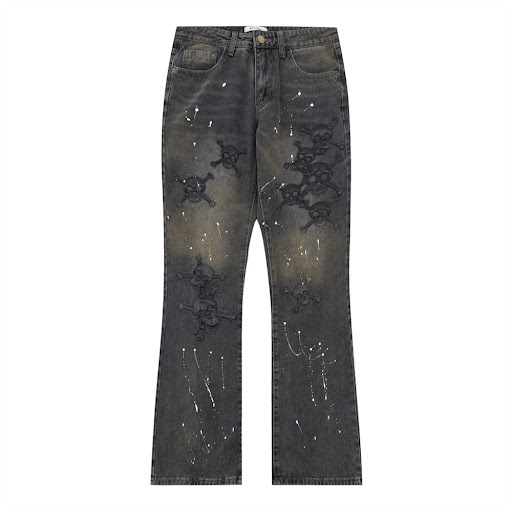 Title 2, Fashion Dark Skull Cross Jeans For Men