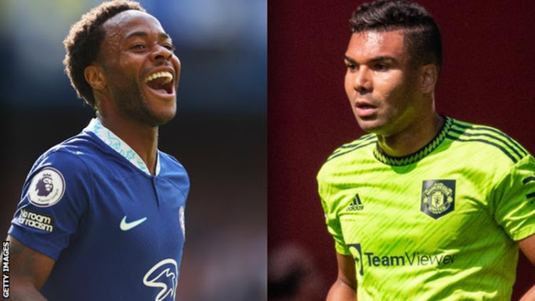 Chelsea's Raheem Sterling and Manchester United's Casemiro