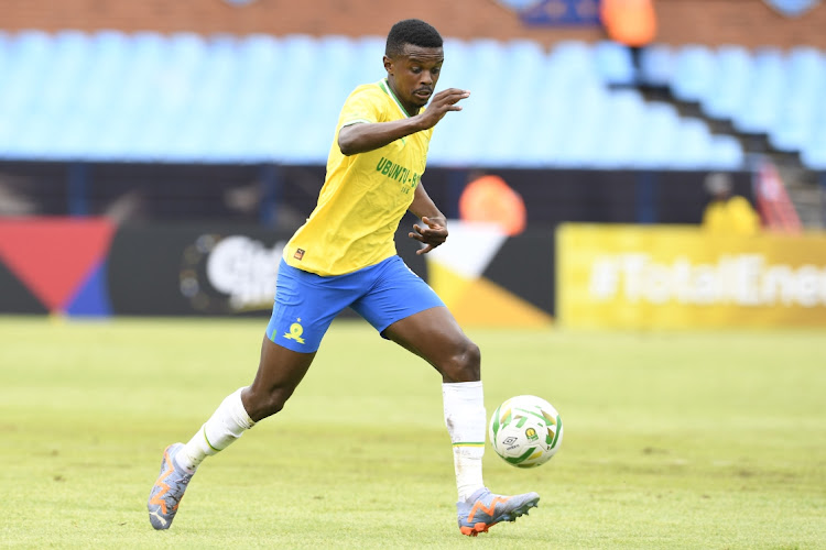 Teboho Mokoena of Mamelodi Sundowns during the CAF Champions League match between Mamelodi Sundowns and Al-Hilal at Loftus Stadium on February 11, 2023 in Pretoria, South Africa.