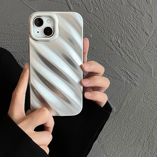 Title 5, Small Premium Silver Water Wave Silicone Phone ...