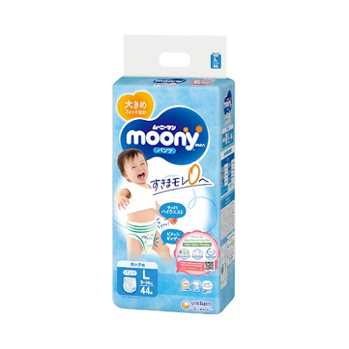 Tã quần Moony bé trai gói đại L 44 miếng