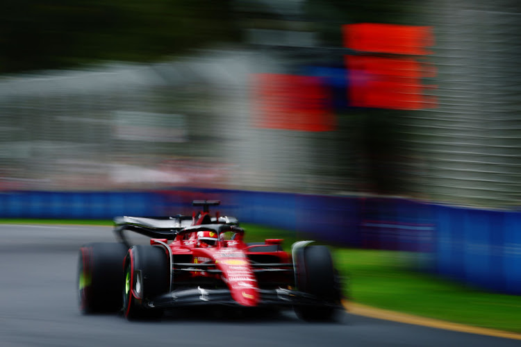 Charles Leclerc on track during qualifying ahead of the F1 Grand Prix of Australia at Melbourne Grand Prix Circuit on April 09, 2022 in Melbourne, Australia.