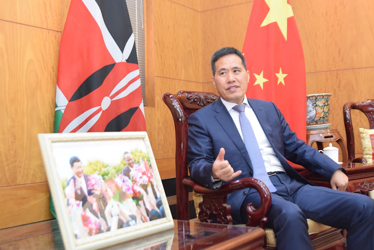 China Ambassador to Kenya Zhou Pingjian during an interview with the Star at the Chinese Embassy in Nairobi on February 25
